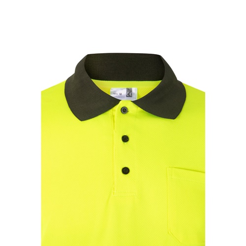 verde militar VL VULCAN. Polo bicolor ojo de pájaro (160g/m²) con manga larga, en poliéster (100%)