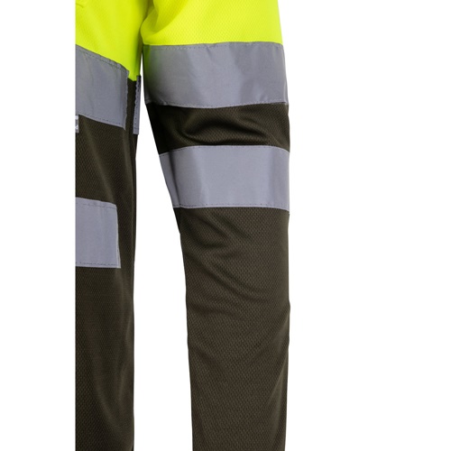 verde militar VL VULCAN. Polo bicolor ojo de pájaro (160g/m²) con manga larga, en poliéster (100%)