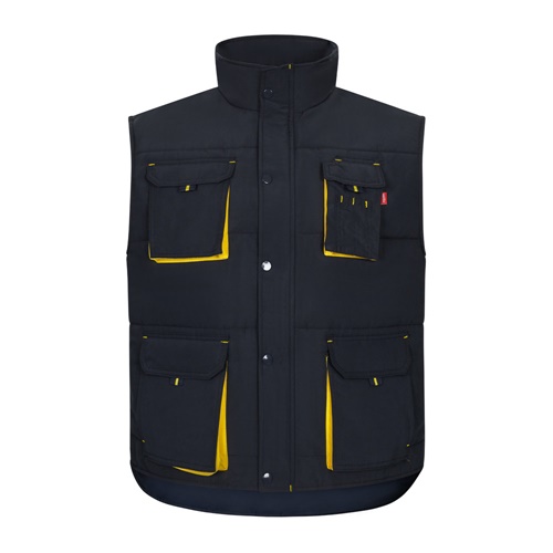 azul marino VL NERGAL. Chaleco acolchado, bicolor, multibolsillos (120g/m²), en poliéster (100%)