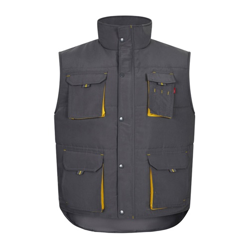 gris VL NERGAL. Chaleco acolchado, bicolor, multibolsillos (120g/m²), en poliéster (100%)