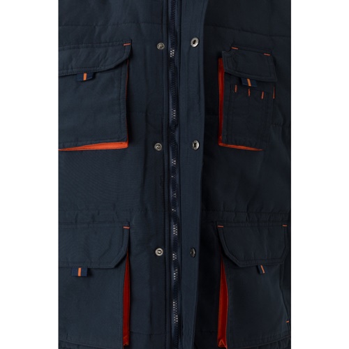 azul marino VL NERGAL. Chaleco acolchado, bicolor, multibolsillos (120g/m²), en poliéster (100%)