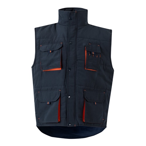 azul marino VL NERGAL. Chaleco acolchado, bicolor, multibolsillos (120g/m²), en poliéster (100%)