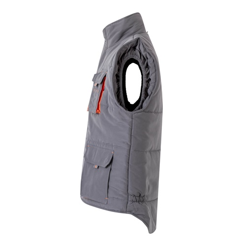 gray VL NERGAL. Chaleco acolchado, bicolor, multibolsillos (120g/m²), en poliéster (100%)