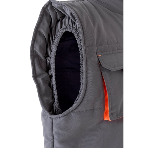 gray VL NERGAL. Chaleco acolchado, bicolor, multibolsillos (120g/m²), en poliéster (100%)