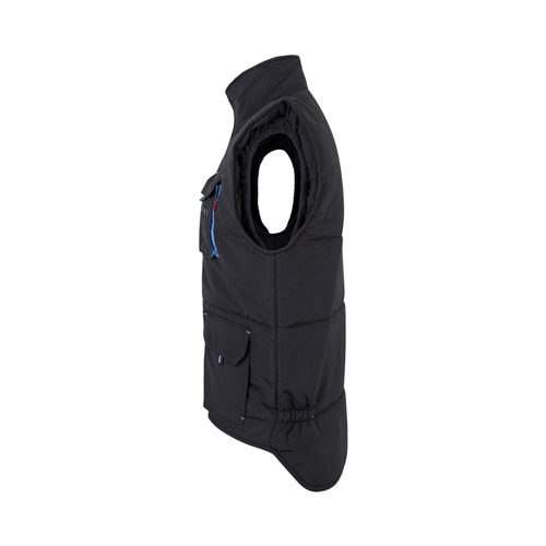 black VL NERGAL. Chaleco acolchado, bicolor, multibolsillos (120g/m²), en poliéster (100%)