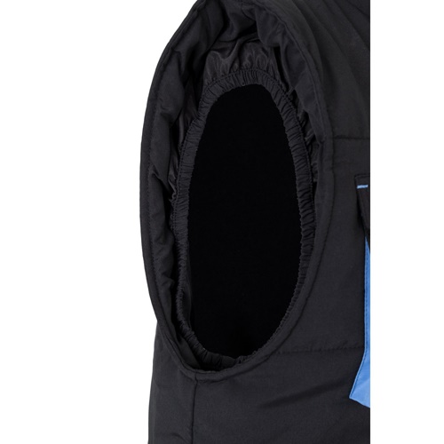 black VL NERGAL. Chaleco acolchado, bicolor, multibolsillos (120g/m²), en poliéster (100%)