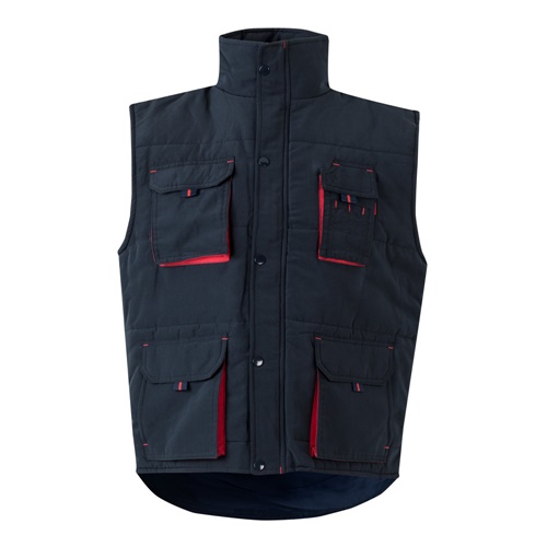 azul marino VL NERGAL. Chaleco acolchado, bicolor, multibolsillos (120g/m²), en poliéster (100%)