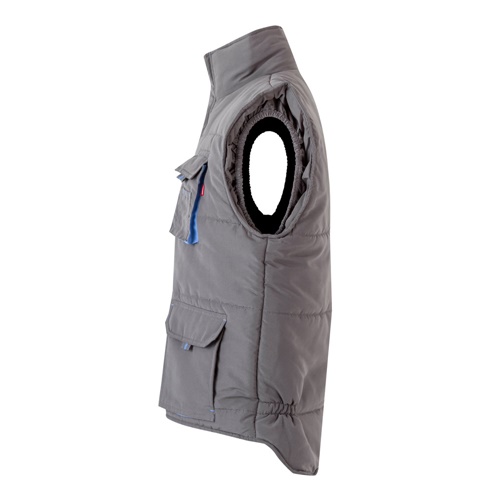 gray VL NERGAL. Chaleco acolchado, bicolor, multibolsillos (120g/m²), en poliéster (100%)