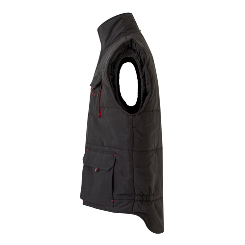 black VL NERGAL. Chaleco acolchado, bicolor, multibolsillos (120g/m²), en poliéster (100%)