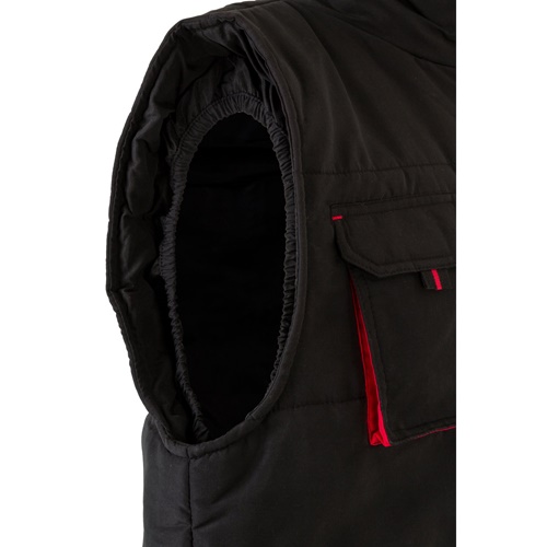 black VL NERGAL. Chaleco acolchado, bicolor, multibolsillos (120g/m²), en poliéster (100%)