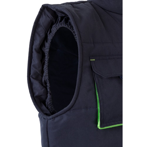 azul marino VL NERGAL. Chaleco acolchado, bicolor, multibolsillos (120g/m²), en poliéster (100%)