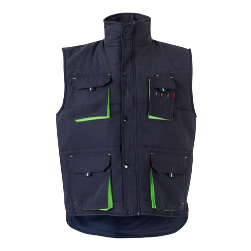 azul marino VL NERGAL. Chaleco acolchado, bicolor, multibolsillos (120g/m²), en poliéster (100%)
