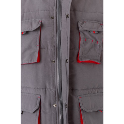 gray VL NERGAL. Chaleco acolchado, bicolor, multibolsillos (120g/m²), en poliéster (100%)
