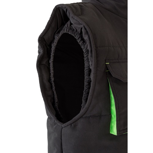 black VL NERGAL. Chaleco acolchado, bicolor, multibolsillos (120g/m²), en poliéster (100%)
