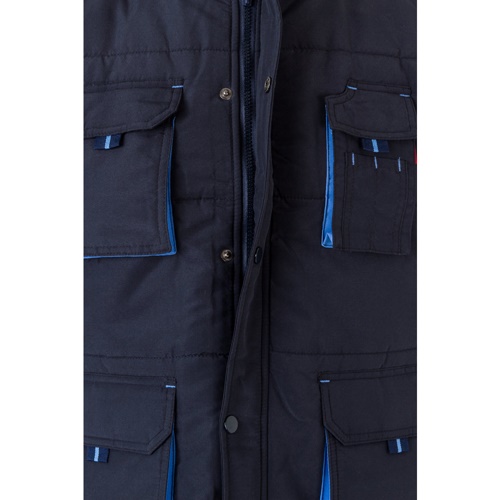 azul marino VL NERGAL. Chaleco acolchado, bicolor, multibolsillos (120g/m²), en poliéster (100%)