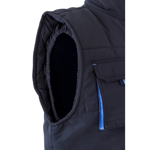 azul marino VL NERGAL. Chaleco acolchado, bicolor, multibolsillos (120g/m²), en poliéster (100%)