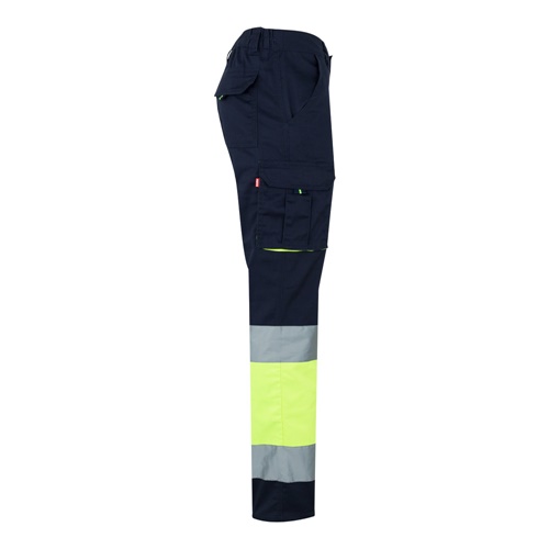 azul marino VL ZEUS. Pantalón elástico multibolsillos bicolor (240 g/m²), en algodón (46 %), EME (38 %) y poliéster (16 %)