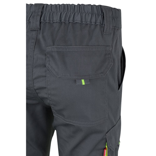 gray VL ZEUS. Pantalón elástico multibolsillos bicolor (240 g/m²), en algodón (46 %), EME (38 %) y poliéster (16 %)