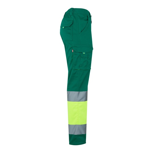 green VL ZEUS. Pantalón elástico multibolsillos bicolor (240 g/m²), en algodón (46 %), EME (38 %) y poliéster (16 %)