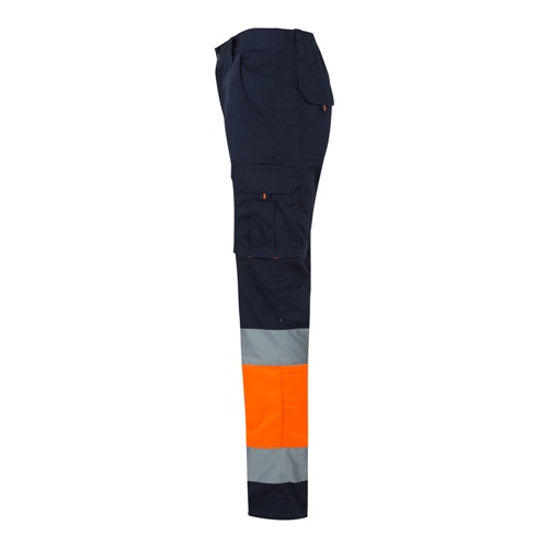azul marino VL ZEUS. Pantalón elástico multibolsillos bicolor (240 g/m²), en algodón (46 %), EME (38 %) y poliéster (16 %)