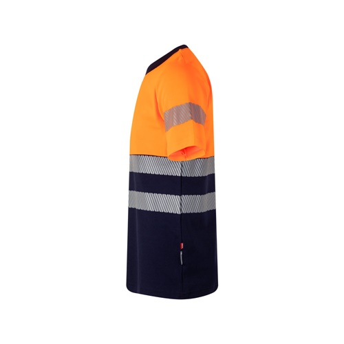 azul marino VL BASTET. Camiseta de piqué bicolor (150g/m²), en algodón (55%) y poliéster (45%)