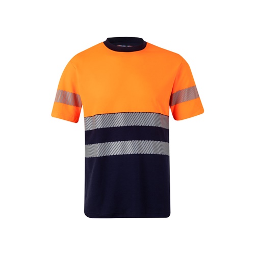 azul marino VL BASTET. Camiseta de piqué bicolor (150g/m²), en algodón (55%) y poliéster (45%)