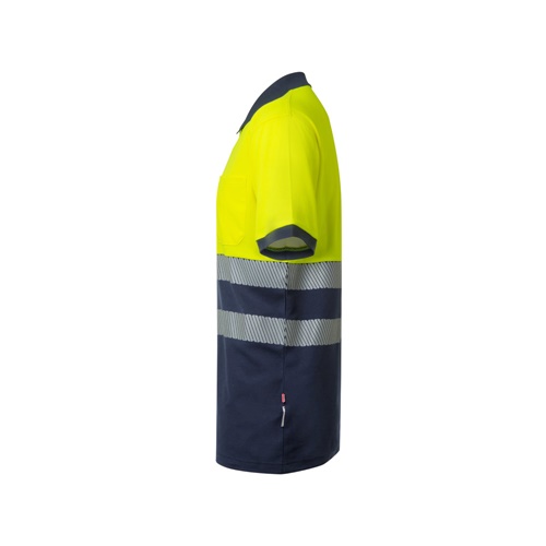 azul marino VL ACHELOUS. Polo de piqué bicolor (150g/m²) con manga corta, en algodón (55%) y poliéster (45%)