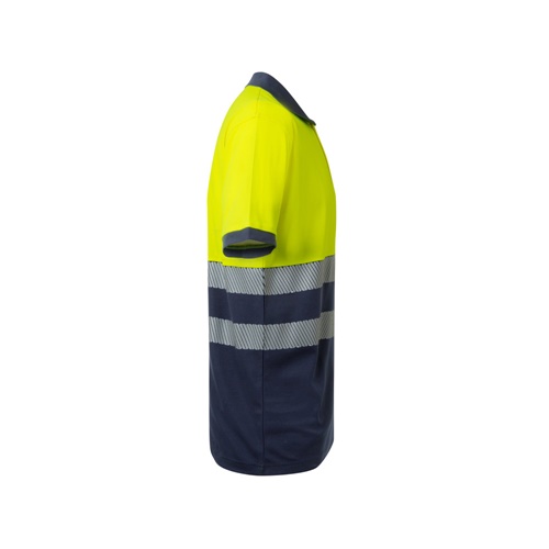 azul marino VL ACHELOUS. Polo de piqué bicolor (150g/m²) con manga corta, en algodón (55%) y poliéster (45%)