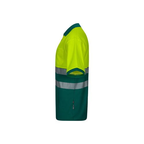 green VL ACHELOUS. Polo de piqué bicolor (150g/m²) con manga corta, en algodón (55%) y poliéster (45%)