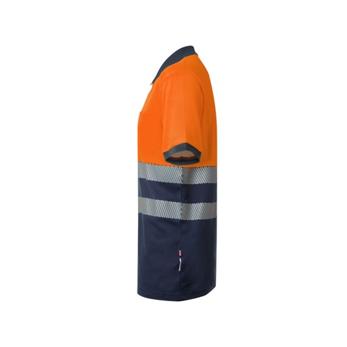 azul marino VL ACHELOUS. Polo de piqué bicolor (150g/m²) con manga corta, en algodón (55%) y poliéster (45%)