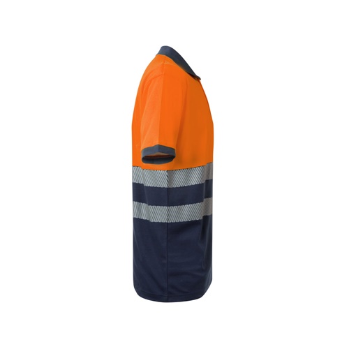 azul marino VL ACHELOUS. Polo de piqué bicolor (150g/m²) con manga corta, en algodón (55%) y poliéster (45%)