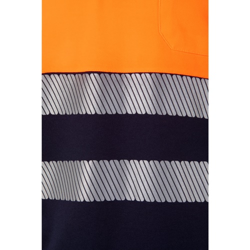 azul marino VL ACHELOUS. Polo de piqué bicolor (150g/m²) con manga corta, en algodón (55%) y poliéster (45%)