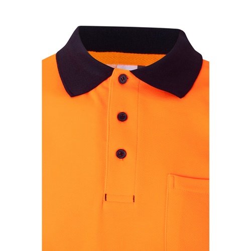 azul marino VL ACHELOUS. Polo de piqué bicolor (150g/m²) con manga corta, en algodón (55%) y poliéster (45%)