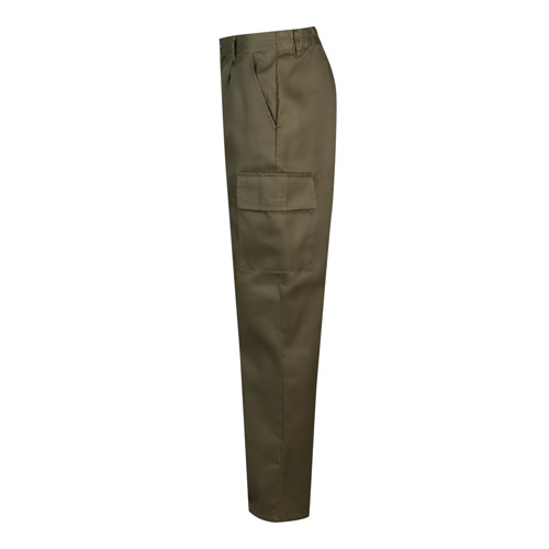 verde militar VL AINE. Pantalón multibolsillos de sarga (190g/m²), en algodón (20%) y poliéster (80%)