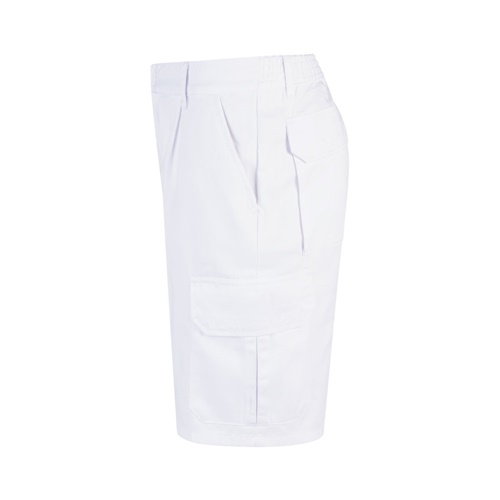 white VL CHIONE. Bermudas en sarga multibolsillos (200g/m²), en algodón (35%) y poliéster (65%)