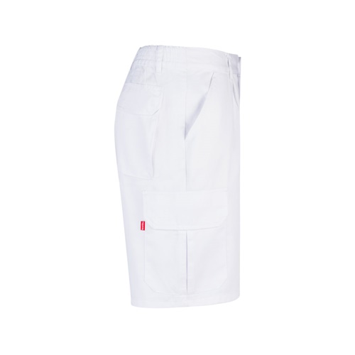 white VL CHIONE. Bermudas en sarga multibolsillos (200g/m²), en algodón (35%) y poliéster (65%)