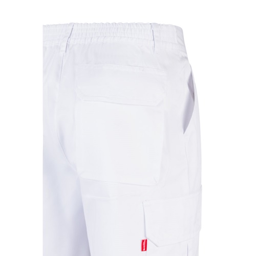 white VL CHIONE. Bermudas en sarga multibolsillos (200g/m²), en algodón (35%) y poliéster (65%)