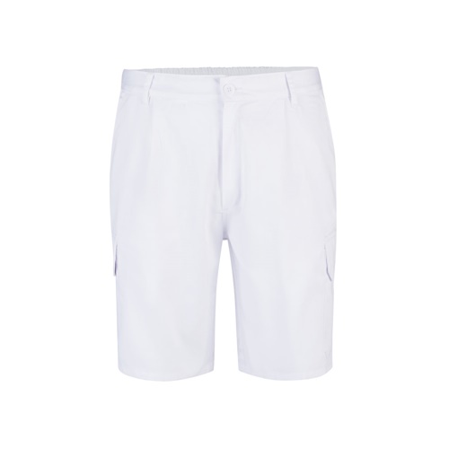 blanco VL CHIONE. Bermudas en sarga multibolsillos (200g/m²), en algodón (35%) y poliéster (65%)