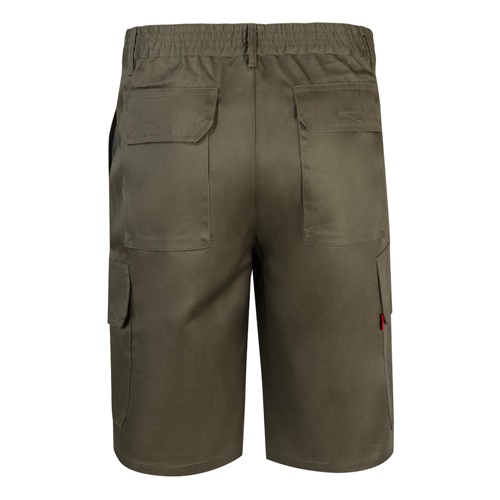 verde militar VL CHIONE. Bermudas en sarga multibolsillos (200g/m²), en algodón (35%) y poliéster (65%)