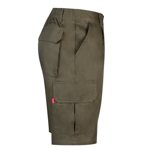 verde militar VL CHIONE. Bermudas en sarga multibolsillos (200g/m²), en algodón (35%) y poliéster (65%)
