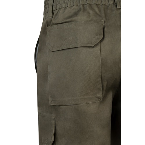 verde militar VL CHIONE. Bermudas en sarga multibolsillos (200g/m²), en algodón (35%) y poliéster (65%)