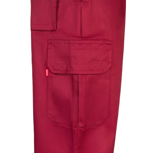 burdeos VL MABON. Pantalón multibolsillos de sarga (200g/m²), en algodón (35%) y poliéster (65%)