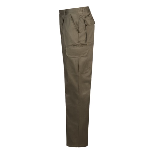 verde militar VL MABON. Pantalón multibolsillos de sarga (200g/m²), en algodón (35%) y poliéster (65%)