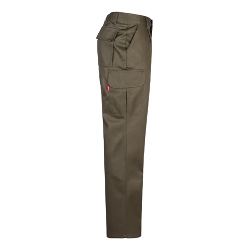 verde militar VL MABON. Pantalón multibolsillos de sarga (200g/m²), en algodón (35%) y poliéster (65%)