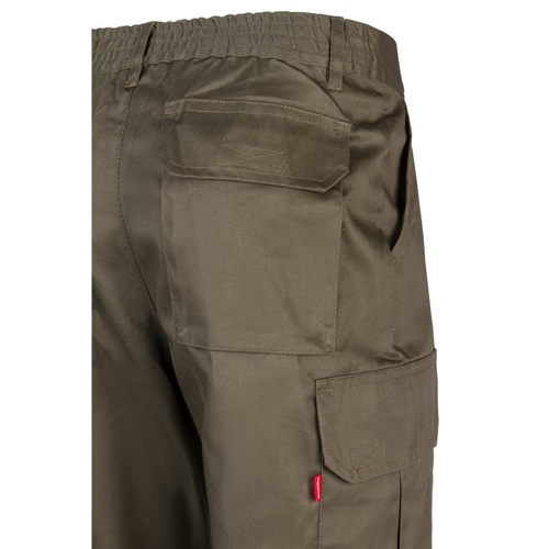 verde militar VL MABON. Pantalón multibolsillos de sarga (200g/m²), en algodón (35%) y poliéster (65%)