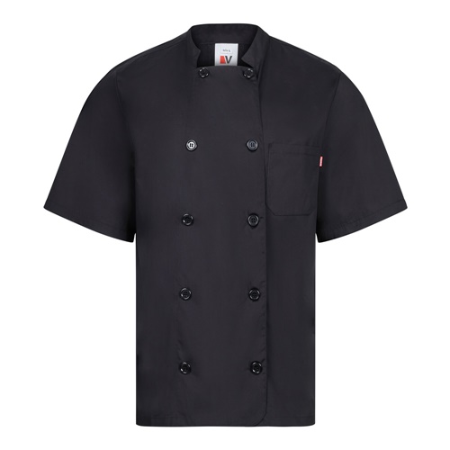 negro VL DURGA. Chaqueta de cocina de manga corta en popelina (110 g/m²) de algodón (35%) y poliéster (65%)