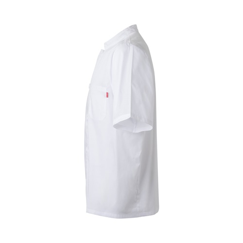 white VL DURGA. Chaqueta de cocina de manga corta en popelina (110 g/m²) de algodón (35%) y poliéster (65%)