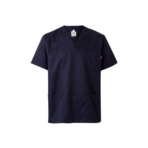 azul VL ILLAPA. Túnica de sarga (190g/m²) con manga corta, en poliéster (65%) y algodón (35%)