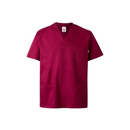 burdeos VL ILLAPA. Túnica de sarga (190g/m²) con manga corta, en poliéster (65%) y algodón (35%)