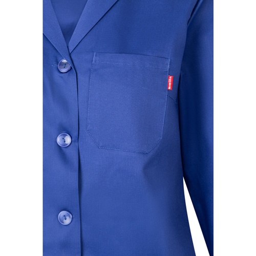 azul royal VL RAMA. Bata de manga larga en sarga (175g/m²), en sarga de algodón (35%) y poliéster (65%)